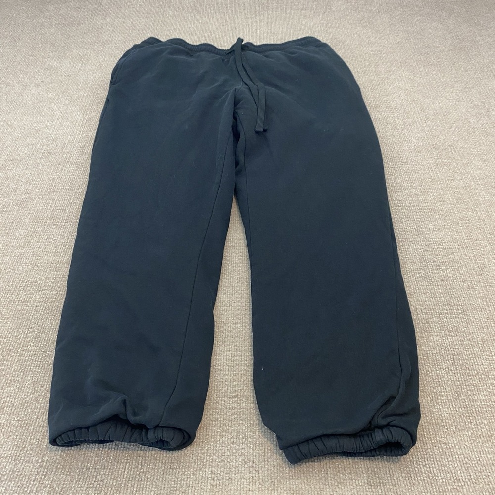 Eddie Bauer Sweatpants Mens Large Black Sherpa Lined Fleece Elastic Waist 34x28
